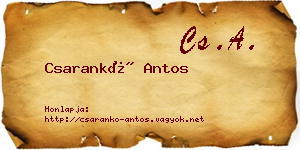 Csarankó Antos névjegykártya